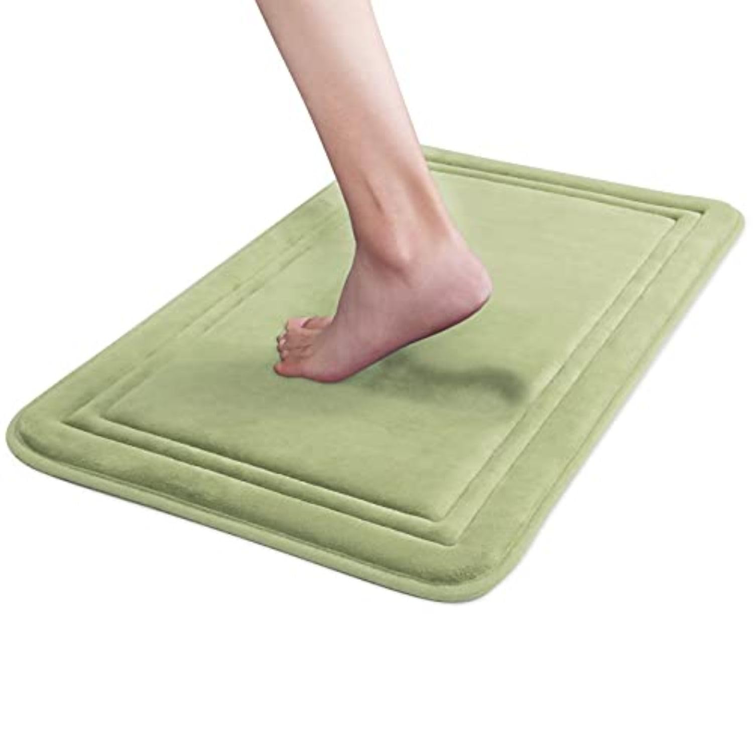Itsoft Memory Foam Bath Mat Non Slip Absorbent Super Cozy Velvet Bathroom Rug Carpet, Machine Washable, 59 X 23 Inches Sage Gree